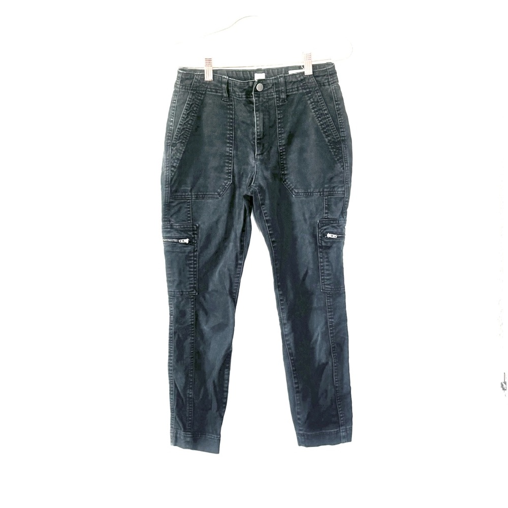 GAP Black Skinny Ankle Cargo Jeans Flap Pockets Mid Rise Size 4 P Petite